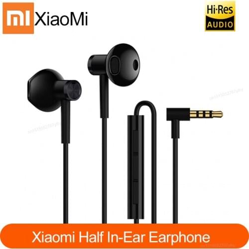 Original Xiaomi Mi Dual Units Half In-Ear Earphone 3.5MM Wire Control Xiaomi Earphones for Mi A1 Redmi 5 Plus Smartphone
