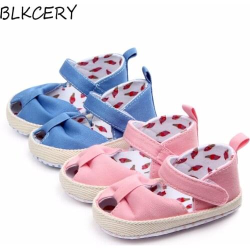 New Fashion Baby Girls Shoes Toddler Princess Soft Sole Non-slip Bottom Flats Newborn Footwear Infant for 1 Year Old Pink Blue