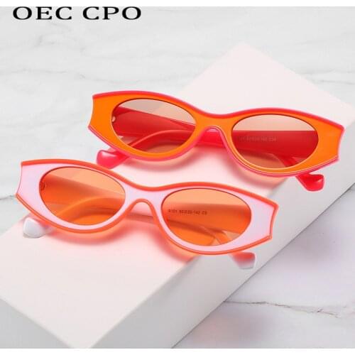 OEC CPO Vintage Cat eye Sunglasses Women Fashion Small Colorful Sun Glasses Men Retro Steampunk Eyewear Shades UV400 Oculos O815