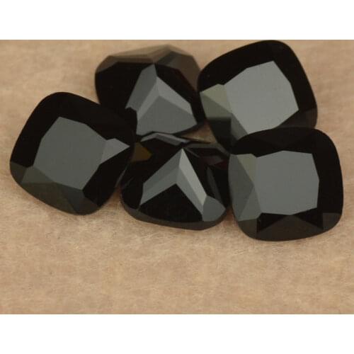 Wholesale 4x4~10x10mm 5A Square Cushion Shape Cut Black Natural Spinel Stone Loose Natural Gemstone For Jewelry Making
