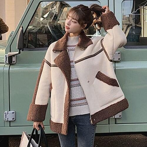 Vintage Winter Warm Fur Coats Women Loose Casual Elegant Wool Coats Korean Fashion Long Sleeves Overwear Lady Outwear New 2021