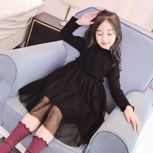 Winter Spring Autumn Girl Dress Black Toddler Teenager Clothes Vestidos Kids Party Long Sleeve Dresses For Girls Princess JW5007
