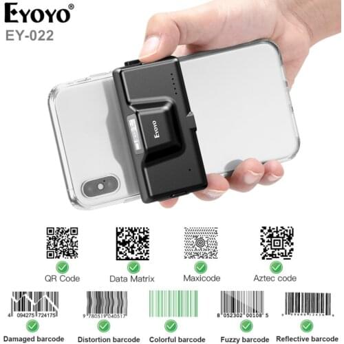 Eyoyo EY-022 2D Back Clip Bluetooth Barcode Scanner Phone Portable Barcode Reader Data Matrix 1D2D QR Scanner Android IOS System
