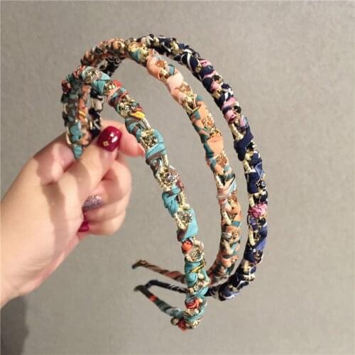 Alloy Chain Rhinestone Flower Hairbands For Women Hair Accessories Korea Headband for Girls Crown Flower Headbands Head Wrap