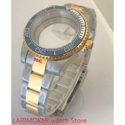 Transparent back 40mm sapphire glass case with 904L stainless steel bracelet with ETA NH36 MH35 cases blue white bezel