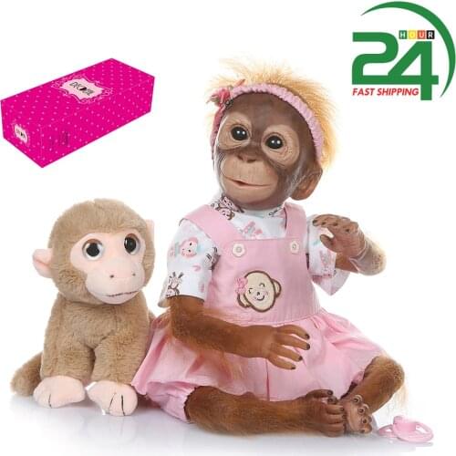 52cm Realistic Baby Monkey Doll Reborn Baby Monkey Decdeal Soft PP cotton Real Skin TouchHandmade Dolls with Real Baby Clothes