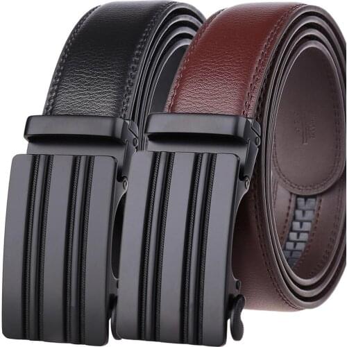 Men Belt 2019 Cowhide Genuine Leather Belts For Men Luxury Automatic Buckle Belts Brown Black Cinturones Hombre
