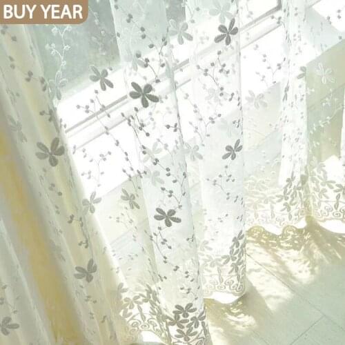 Modern Curtains for Living Room Bedroom Pure Color Embroidery Curtains Fashion Voile Modern Tulle Lace Curtains French Window