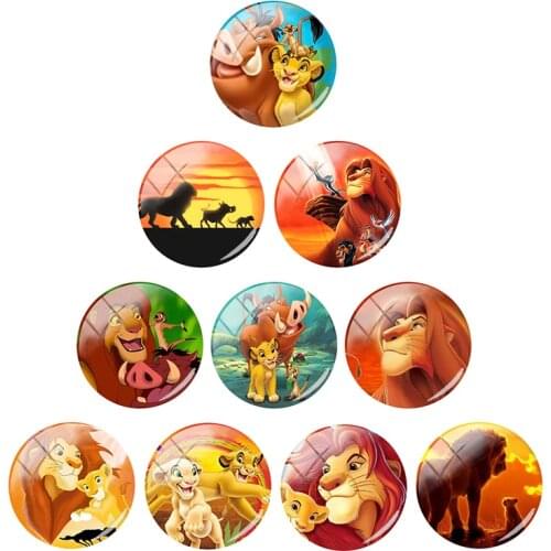 Disney Head Animation Lion King Simba 12mm/15mm/16mm/18mm/20mm/25mm Photo Glass Cabochon Dome Flat Back DIY Jewelry Creation
