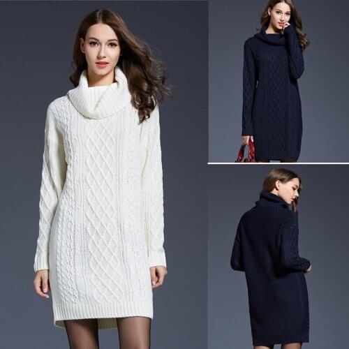 Sweater Women Pull 2019 Winter Warm Ladys Sweater White Loose Turtleneck Knitted Autumn Pullover Femme Thick Sweater Plus Size