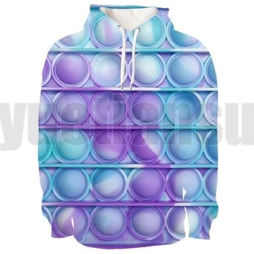 3D Rainbow POP It Hoodie Tops Bubbles Anime POP Fidget Clothes Hoodies Men Pullover Oversized Streetwear Teenagers Lounge Wear