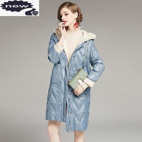 Streetwear Winter Parkas Women Down Coat Fashion Casual Knitting Splice Hooded Long Jacket Thick Warm Outerwear Female Overcoat