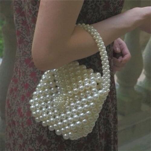 【wonder lamar】 abs pearl weaving mini Womens evening clutch