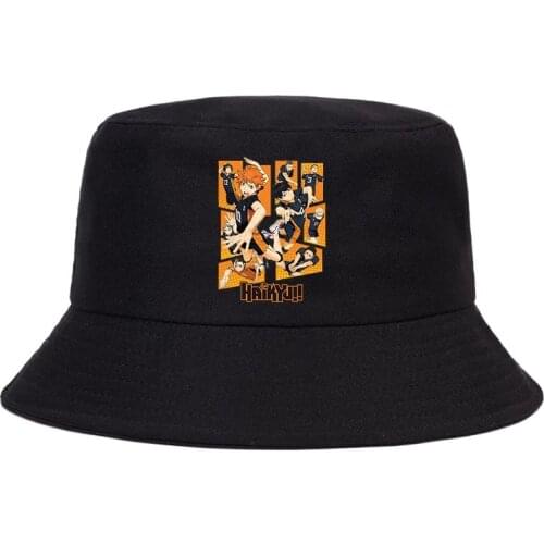 2021 Funny Haikyuu Karasuno Hat Women Men Panama Bucket Cap The Design Flat Visor Japanese Anime Fly High Graphic Fisherman hat