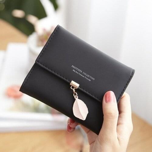 Women Small Bags Hot Sale ladys Short Wallets Leaf Folding Tri-fold Coin Purse Student Mini Multi-Card Holder Wallet
