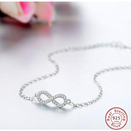 Romantic 925 Sterling Silver Bowknot Clear Zircon Infinity Bangles Bracelets for Women Luxury 8 Shaped Jewelry Gift