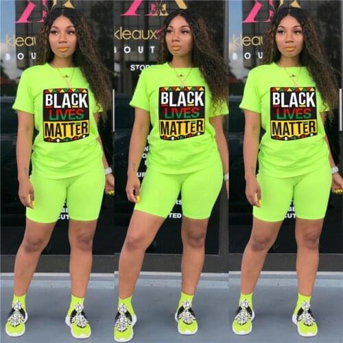 Yvlvol summer women tracksuit 2 pieces set t-shirts + shorts pants matching sets sports outfits 2021