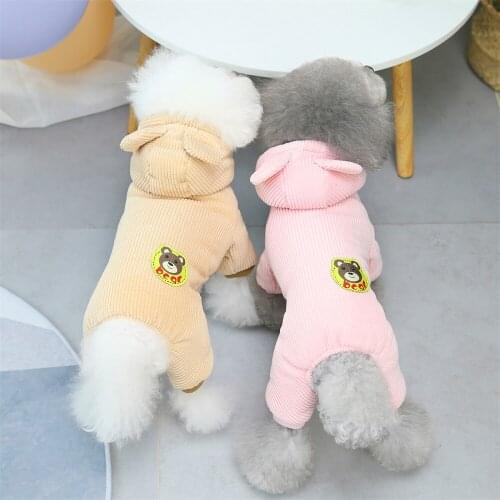 Pet Dog Winter Clothes Jacket Coat Overalls For Dogs Cotton Warm Fleece Dog Clothes Winter Star Corduroy Fleece Teddy