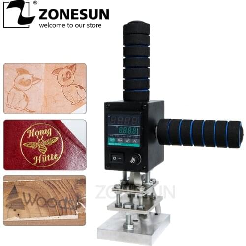 ZONESUN LOGO Marking Machine Pressure Mark Trademark Stamping Small Wood Leather Plastics Lint Cartons Tires Bronzing Machine