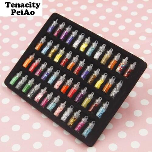 1Set 48color flash powder flash sequins diamonds sequins material epoxy mold makeing jewelry filling for Mini DIY jewelry