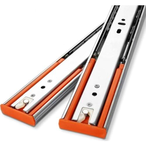 1 Pair (2pcs) Stainless Steel Drawer Slides 12-22" Inch,Silent Buffer Damping Slide Kitchen Cabinet Drawer Rails 3 Section 30-55