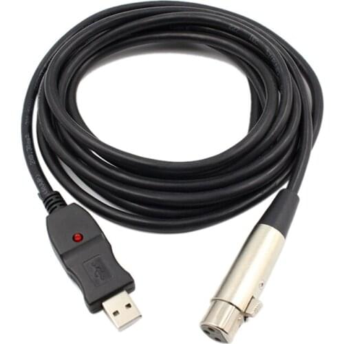1PC 3M Long USB Male to 3 Pin XLR Female Microphone MIC Studio Audio Link Cable 3M USB Cable