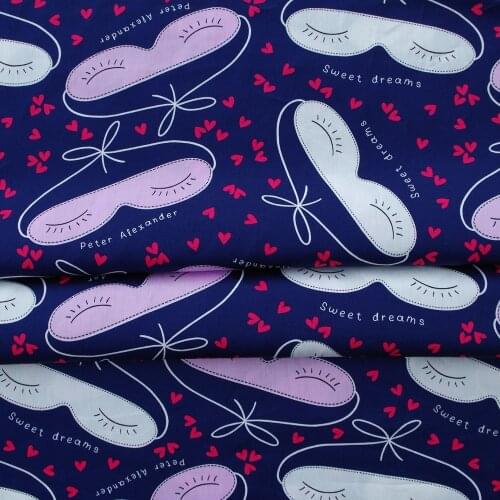 1 Yard Cotton Satin Fabric for Sleepwear - Glass,Heart, Eyes,Soft and Smooth Fabric (width=140cm)