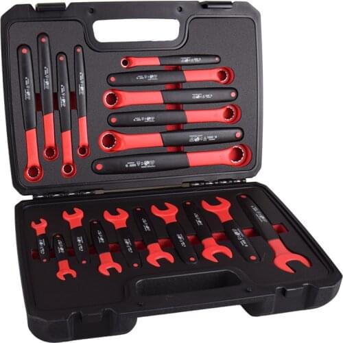 20Pcs Insulated 1000V High Voltage Resistant Open End Wrench Ring Spanner Combination Set Professional Electrician Toolbox