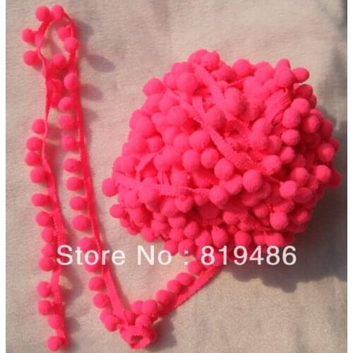 5Yards/Lot shine hotpink color Cute PomPom fringe trim draper ball Accessories sew 0.8" ball