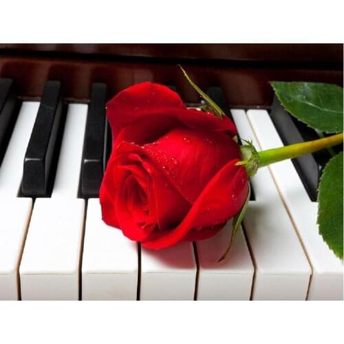 5D diamond painting piano red rose flower full square / round drill 3d diamond embroidery mosaic landscape crafts painting