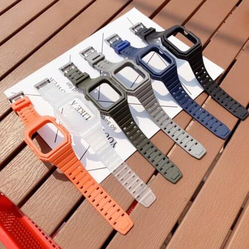 Case+Strap For Apple Watch Band 40mm 44mm 42mm/38mm Accessories Soft Silicone Transparent Bracelet iWatch 5 4 3 6 SE