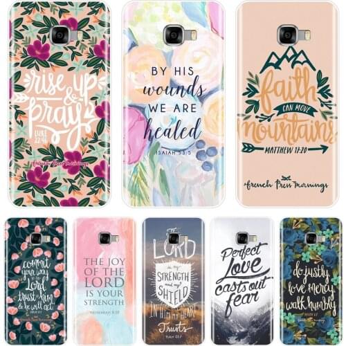 For Samsung Galaxy C5 C7 C8 Phone Case Silicone Bible Verse Quotes Flower Floral Soft Back Cover For Samsung Galaxy C9 C7 C5 Pro