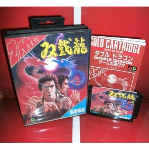 MD games card - Double Dragon Japan Cover with Box and Manual for MD MegaDrive Genesis Video Game Console 16 bit MD card