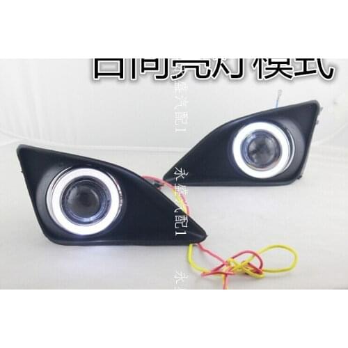 Eosuns Innovative Cob Angel Eye Led Daytime Running Light Drl + Halo Fog Lamp + Projector Lens for Toyota Corolla 2006-2010