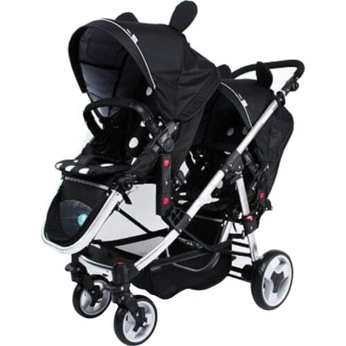 Twins Baby Stroller High Quality 3 in 1 Four Wheel Luxury Foldable Double Compact Pram