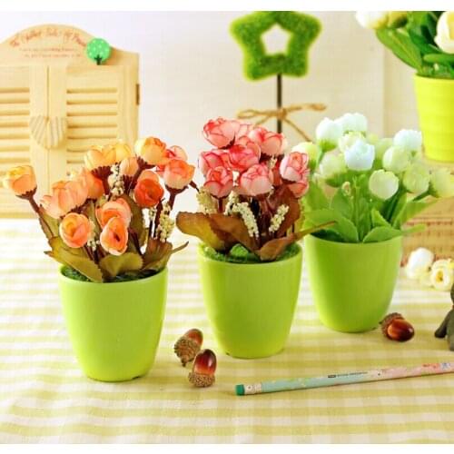 Korea flower Simulation Small bud Artificial flowers Home Furnishing Kitchen dining simulation flower Do not wither pot +B +P