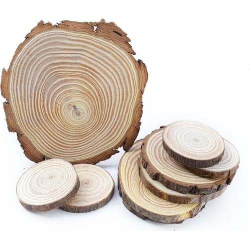 6-15cm Thick 1 Pack Natural Pine Round Unfinished Wood Slices Circles With Tree Bark Log Discs DIY Crafts Wedding Party Painting