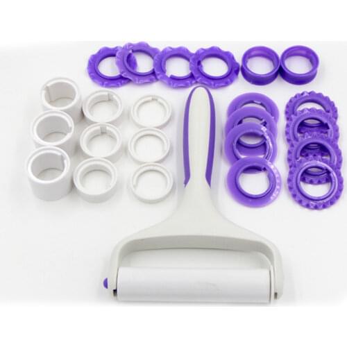 Fondant Strip Ribbon Cutter Sugarcraft Cake Decorating Tools Plastic Cake Rolling Pin Embosser Roller Set DIY Baking Cake Tools