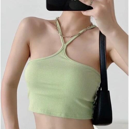 Summer Womens Simple Camisole Solid Color Sexy Backless Sleeveless Simple Short Corset Streetwear Em