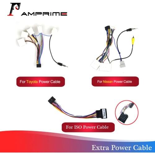 AMPrime Android radio Car Accessories Wire Wiring Harness Adapter Connector universal cable for Nissian Toyota Car