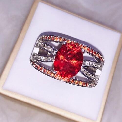 Trendy Simple Red Crystal Ring High-end Elegant Ladies Jewelry Fashion Exquisite Jewelry Gift
