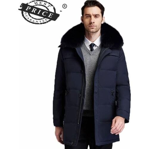 Mens Down Winter Jacket Fashion 2021 Warm Thick 20% White Duck Down Coat Male with Big Fur Collar Long Outwear L6aaLWa60