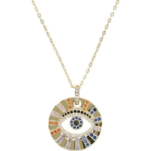 2019 NEW LUCKY evil eye jewelry gold filled AAA baguette cubic zirconia cz Blue stone fashion classic eye pendant necklace