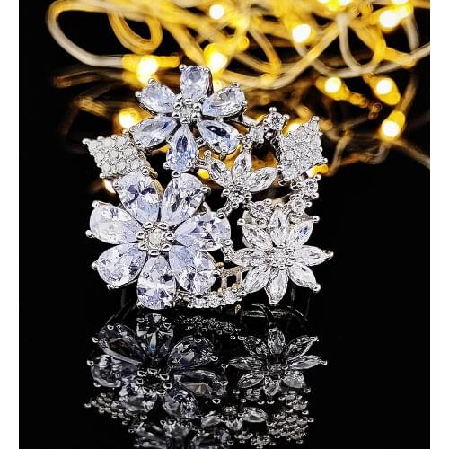 2020 New Trendy Luxury Flowers 925 Sterling Silver Fashion Ringdubai For Girl Lovers Love Party Gift Jewelry Wholesale R5435