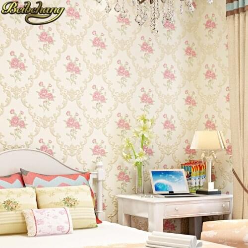 Beibehang Pastoral pink Flowers wallpaper TV background papel de parede 3d mural wall paper roll for living room decor bedroom