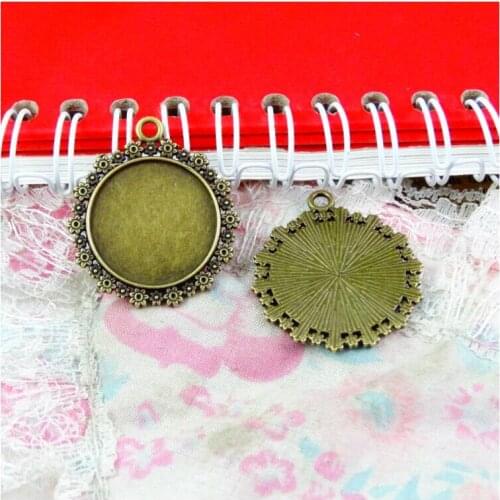 20pcs 20mm Inner Size Antique Bronze Plated Flowers Style Base Charms tray Pendants