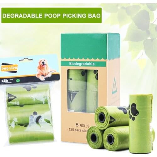 Pet Supplies Pooper Scooper Bag Dog Garbage Bag Biodegradable Bio-EPI Environmental Protection Dog Poop Bag 1 Box 8 Rolls