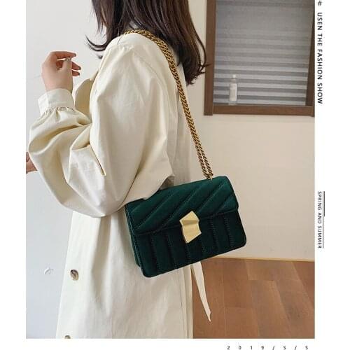 Luxury Women Shoulder Bag Designer Buckle Solid Color Handbag Korean Style High Quality Suede Leather Chain Messenger Bags