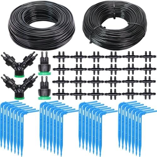 1Set Greenhouse Blue Elbow Emitter Automatic Drip System 4/7 to 3/5mm Hose Garden Watering Irrigation Kit for Home Bonsai Plants