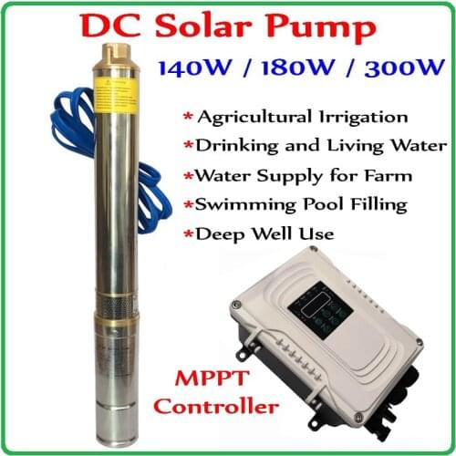 24V 48V DC Solar Pump Brushless solar deep well pump 300W 140W 180W with permanent magnet synchronous motor home agriculture pu